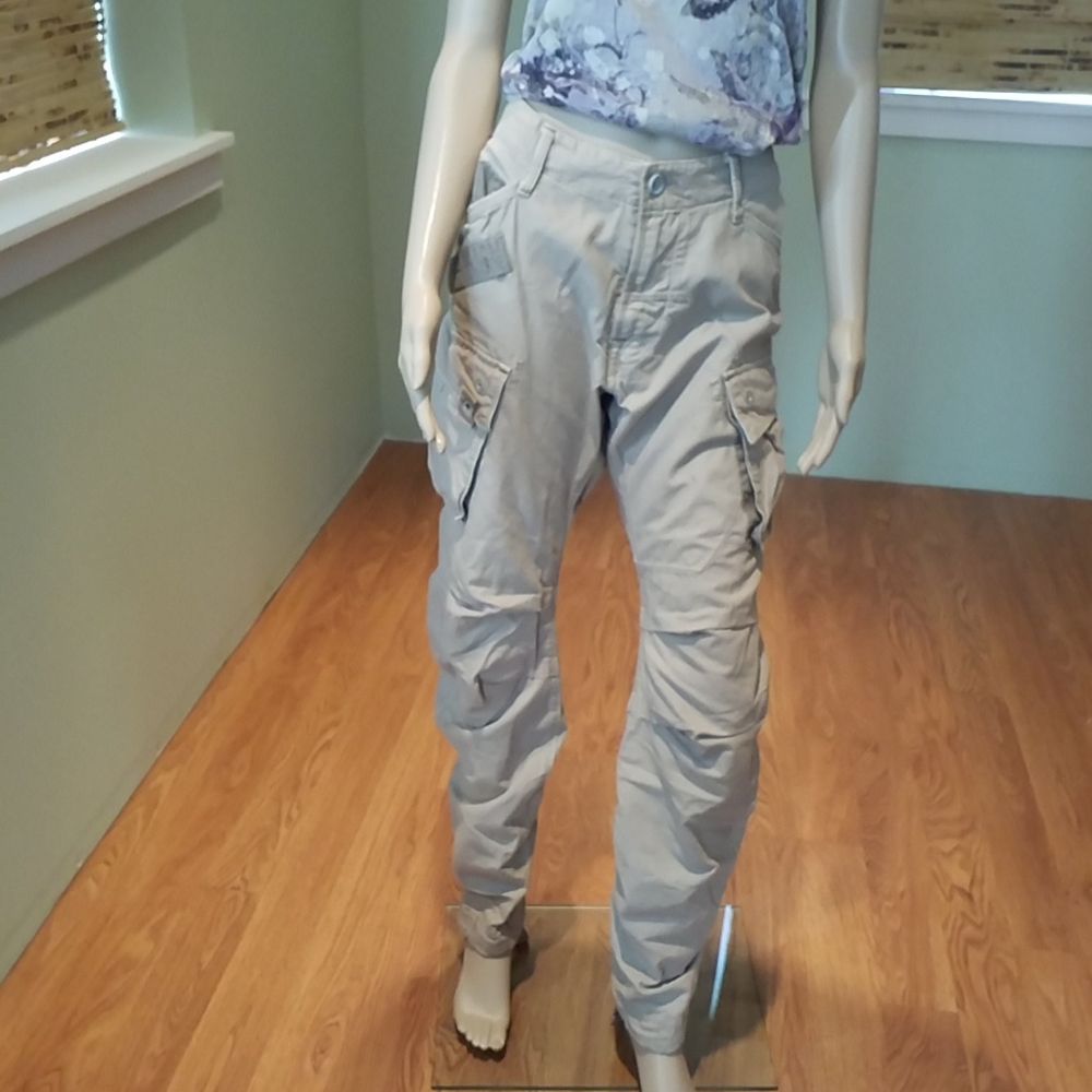 G-Star Khaki Cargo Pant Tie Cinch Cuffs Size 33